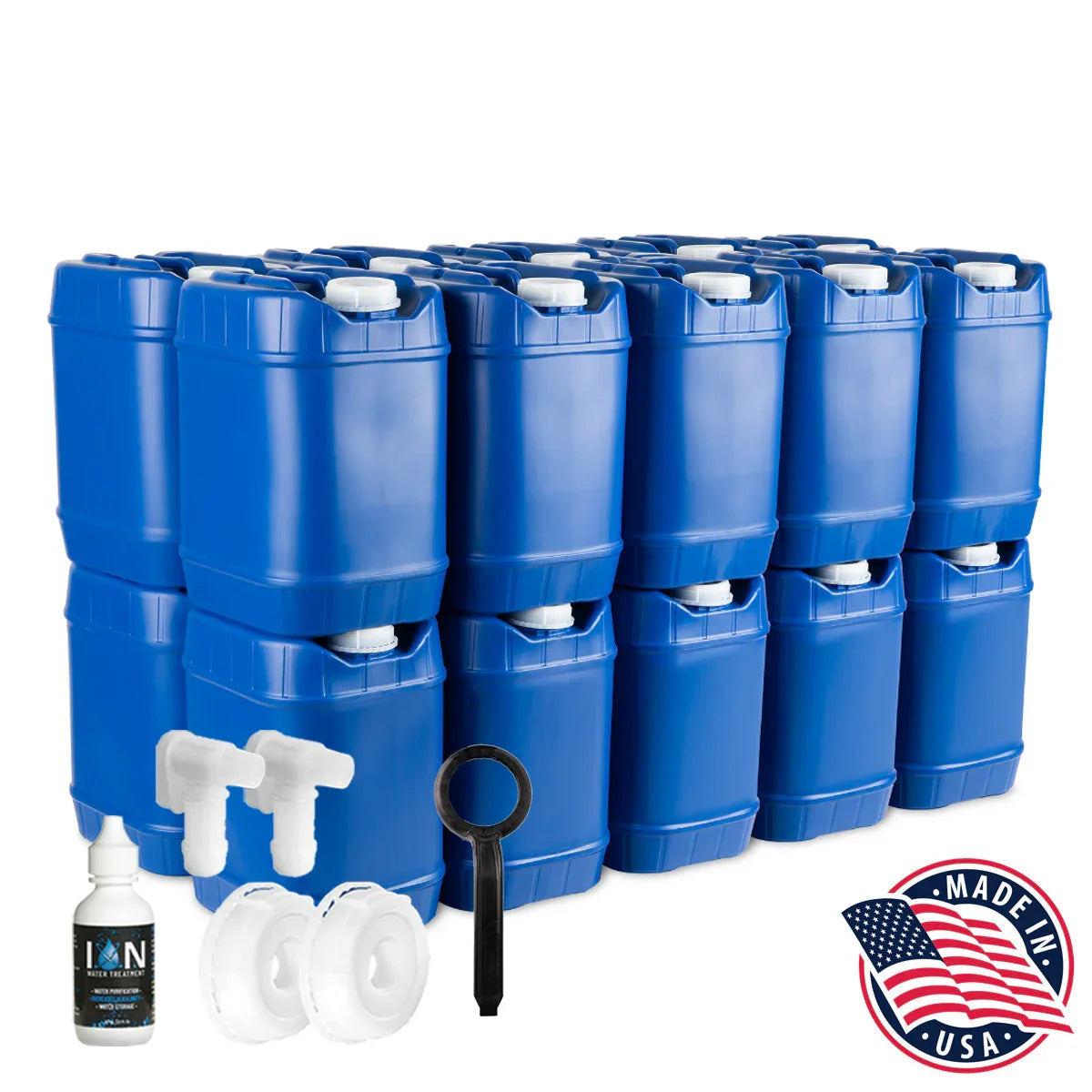 Saratoga Farms 5-Gallon Stackable Water Storage Containers with Spigots and Preserver Bottles