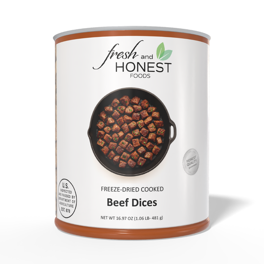 Freeze Dried Beef Dices from Fresh and Honest Foods - Emergency food storage