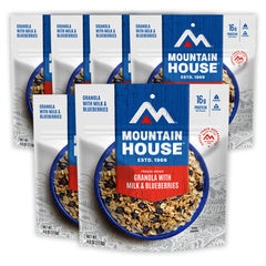 6 packages of Mountain House Granola with Milk & Blueberries freeze dried food storage