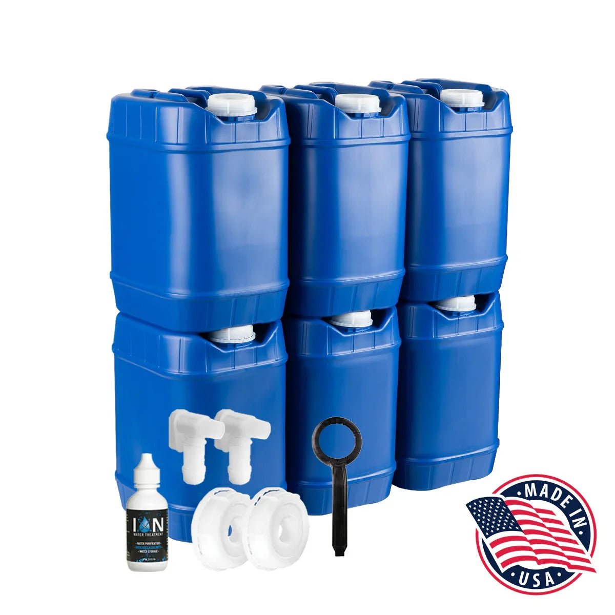 30-Gallon Stackable Water Container Essentials Kit - 6 QTY | Emergency ...
