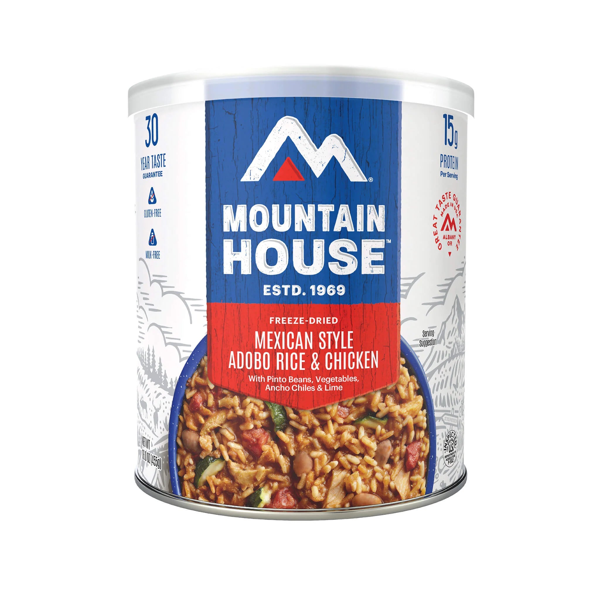 Mountain House Mexican Adobo Rice and Chicken can front