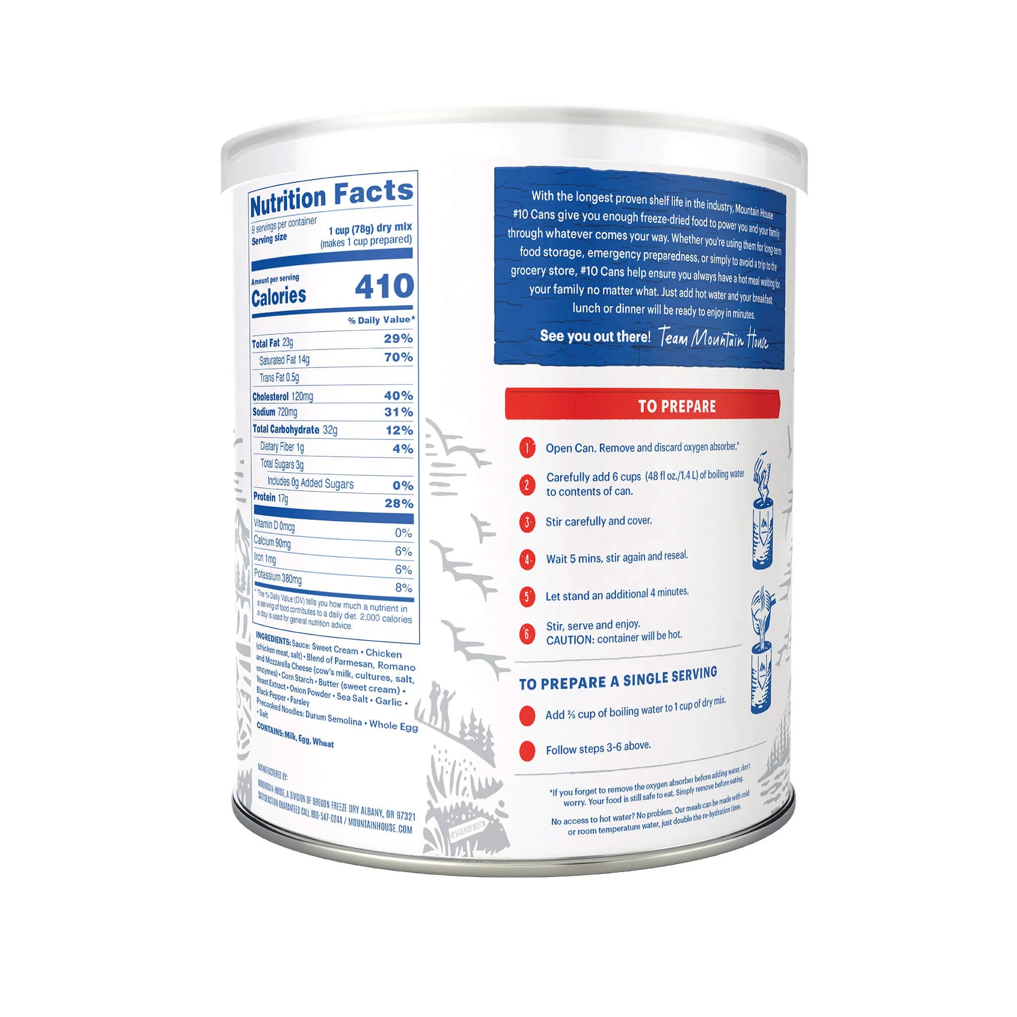 Mountain House Fettuccine Alfredo Can Back