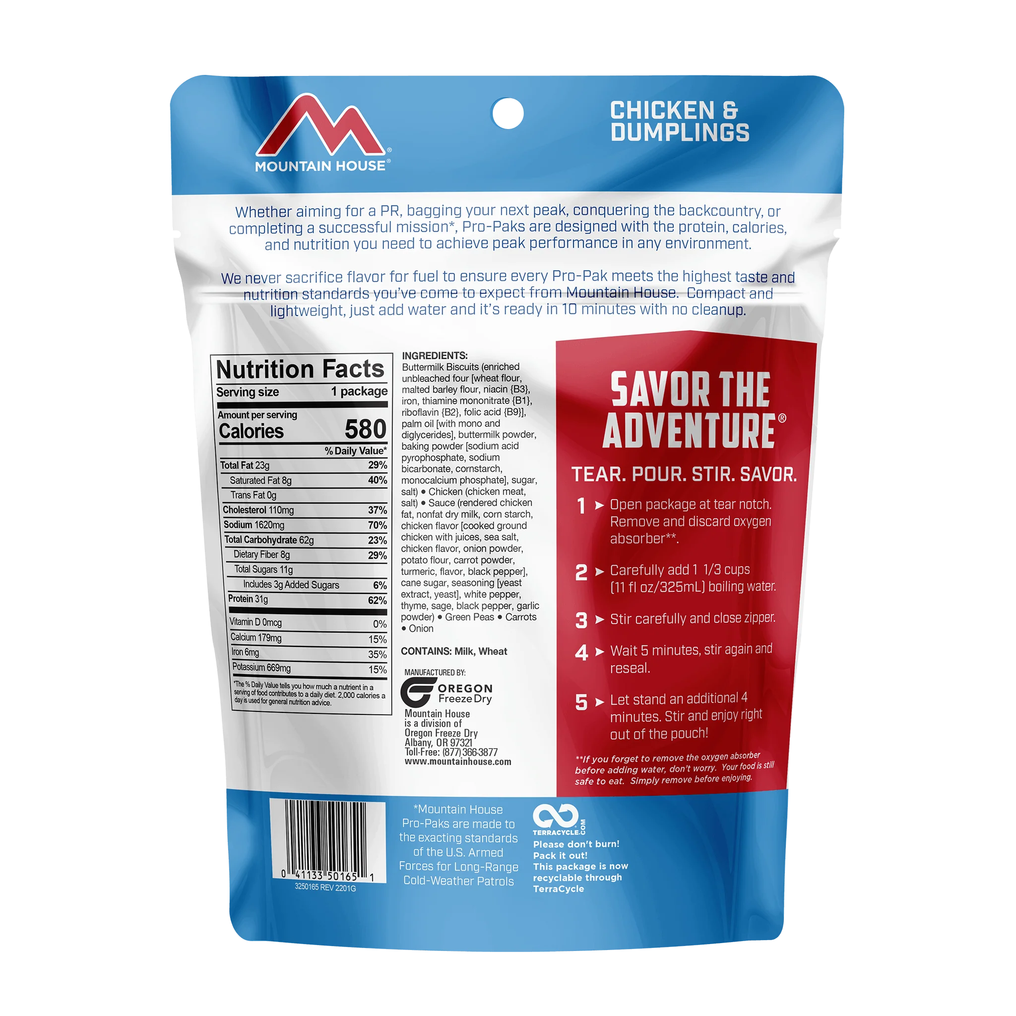 Mountain House chicken and dumplings back