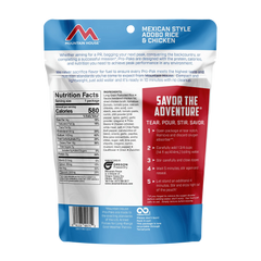 Mountain House mexican adobo rice And chicken pro pak back