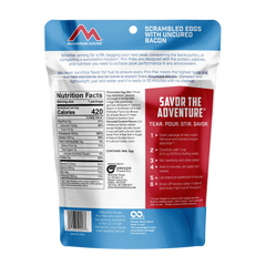 Mountain House scrambled eggs with bacon pro pak back