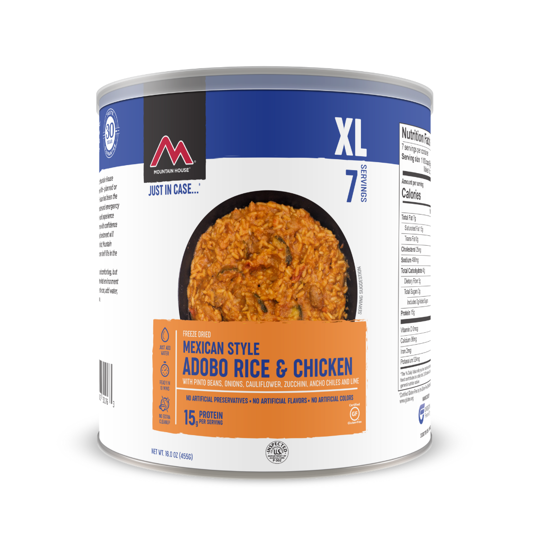 mountain house mexican style adobo rice and chicken #10 can