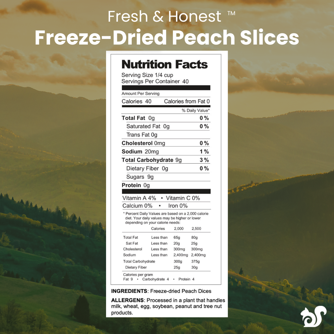 Freeze Dried peach slices nutrition facts