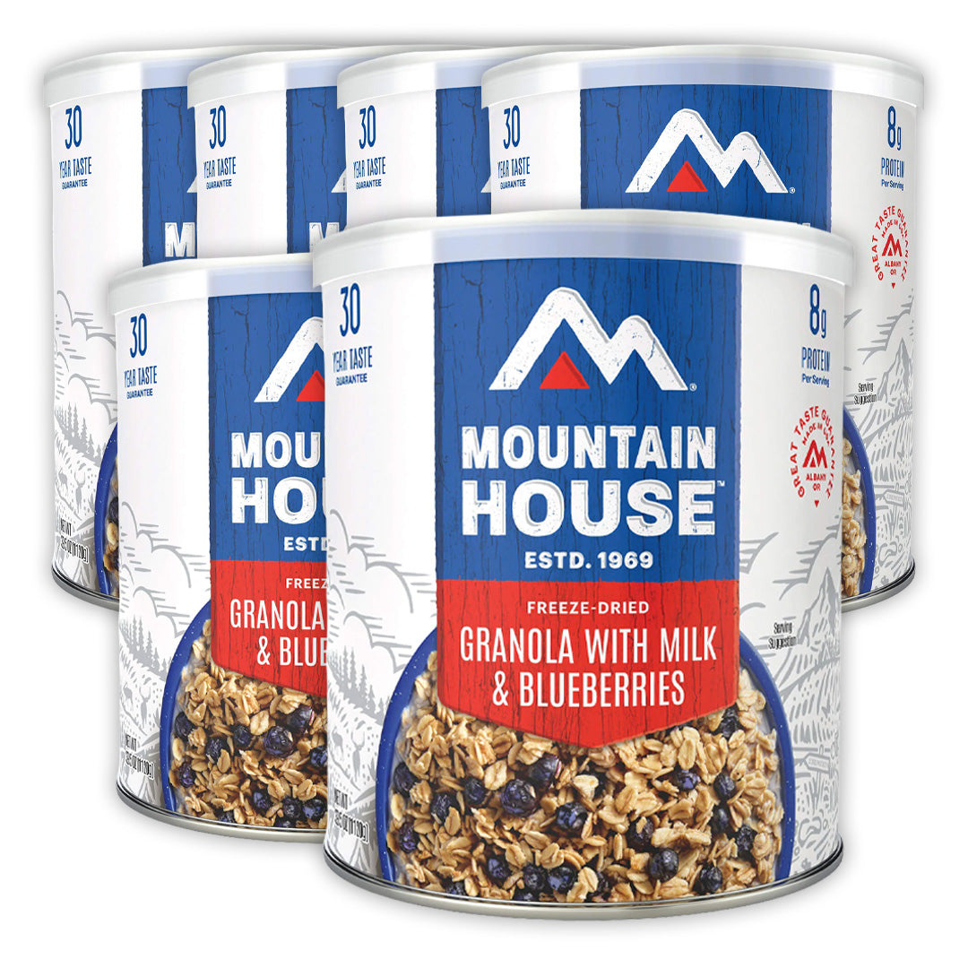 Mountain House Granola with Milk and Blueberries Can 6 Pack Bundle