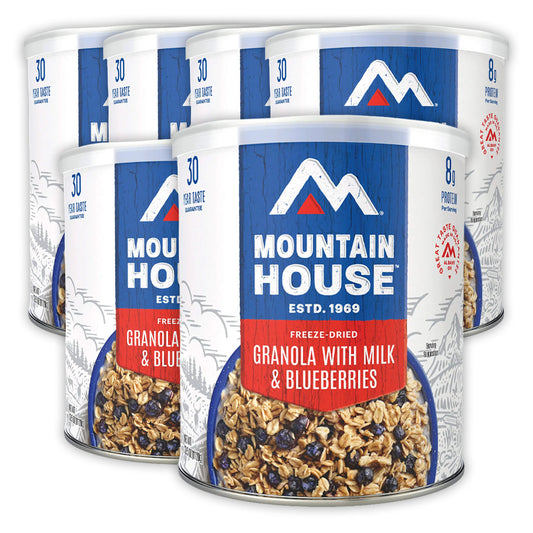 Mountain House Granola with Milk and Blueberries Can 6 Pack Bundle