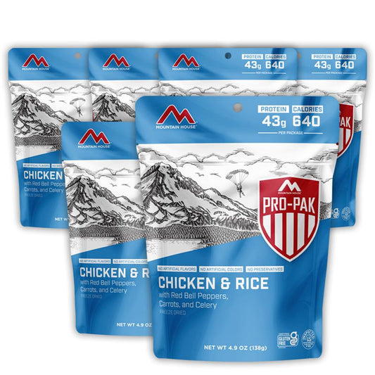 6 pack bundle mountain house chicken and Rice pro-pak bundle