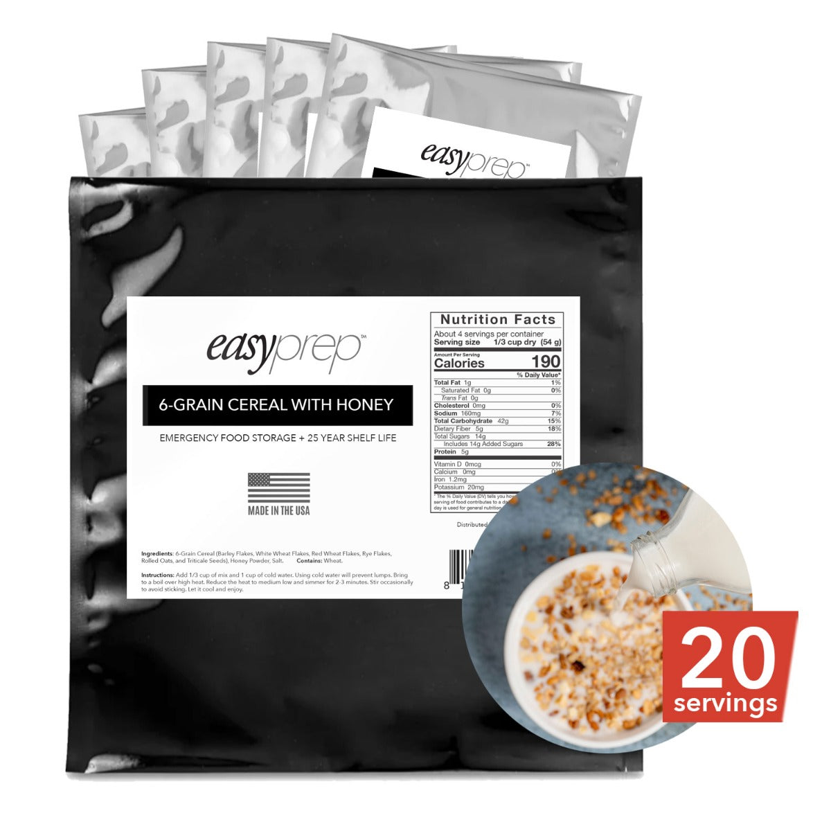EasyPrep 6-Grain Cereal with Honey 5-Pack Pouch