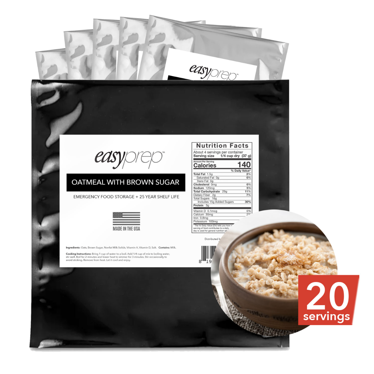 EasyPrep Oatmeal with Brown Sugar 5-Pack Pouch